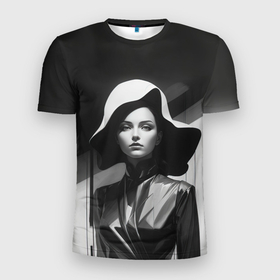 Мужская футболка 3D Slim с принтом Прекрасная девушка в шляпе в Кировске, 100% полиэстер с улучшенными характеристиками | приталенный силуэт, круглая горловина, широкие плечи, сужается к линии бедра | Тематика изображения на принте: 