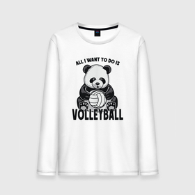 Мужской лонгслив хлопок с принтом Panda volleyball , 100% хлопок |  | Тематика изображения на принте: 