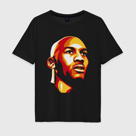 Мужская футболка хлопок Oversize с принтом Jordan face в Курске, 100% хлопок | свободный крой, круглый ворот, “спинка” длиннее передней части | 