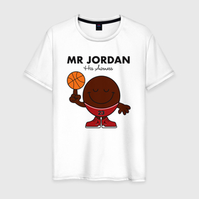 Мужская футболка хлопок с принтом Мистер Джордан в Тюмени, 100% хлопок | прямой крой, круглый вырез горловины, длина до линии бедер, слегка спущенное плечо. | Тематика изображения на принте: 