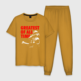 Мужская пижама хлопок с принтом Jordan greatest of all time в Курске, 100% хлопок | брюки и футболка прямого кроя, без карманов, на брюках мягкая резинка на поясе и по низу штанин
 | Тематика изображения на принте: 