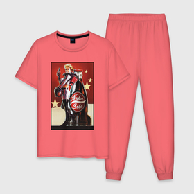 Мужская пижама хлопок с принтом Fallout   nuka cola girl , 100% хлопок | брюки и футболка прямого кроя, без карманов, на брюках мягкая резинка на поясе и по низу штанин
 | 