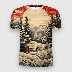 Мужская футболка 3D Slim с принтом Блеск снежинок новогодний стиль в Екатеринбурге, 100% полиэстер с улучшенными характеристиками | приталенный силуэт, круглая горловина, широкие плечи, сужается к линии бедра | Тематика изображения на принте: 