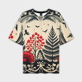 Мужская футболка oversize 3D с принтом Новогодние деревья и узоры в Новосибирске,  |  | 