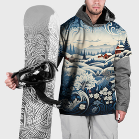 Накидка на куртку 3D с принтом Зимний лес новогодний узор в Курске, 100% полиэстер |  | Тематика изображения на принте: 