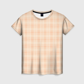 Женская футболка 3D с принтом Клетчатый тёплый бежевый в Екатеринбурге, 100% полиэфир ( синтетическое хлопкоподобное полотно) | прямой крой, круглый вырез горловины, длина до линии бедер | 