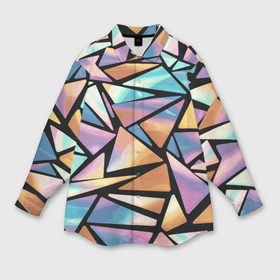 Мужская рубашка oversize 3D с принтом Радужные треугольники   кристаллы голографические в Екатеринбурге,  |  | Тематика изображения на принте: 