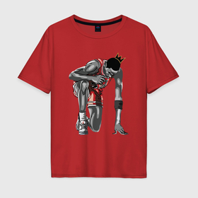 Мужская футболка хлопок Oversize с принтом Джордан король в Белгороде, 100% хлопок | свободный крой, круглый ворот, “спинка” длиннее передней части | 
