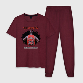 Мужская пижама хлопок с принтом The legend Michael Jordan в Курске, 100% хлопок | брюки и футболка прямого кроя, без карманов, на брюках мягкая резинка на поясе и по низу штанин
 | 