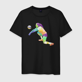 Мужская футболка хлопок с принтом Mosaic volleyball в Белгороде, 100% хлопок | прямой крой, круглый вырез горловины, длина до линии бедер, слегка спущенное плечо. | Тематика изображения на принте: 