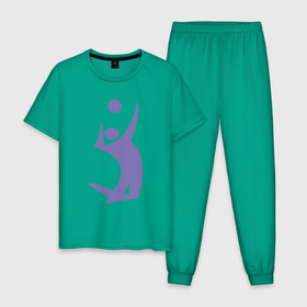 Мужская пижама хлопок с принтом Purple volleyball в Петрозаводске, 100% хлопок | брюки и футболка прямого кроя, без карманов, на брюках мягкая резинка на поясе и по низу штанин
 | Тематика изображения на принте: 