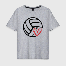 Мужская футболка хлопок Oversize с принтом Heart volleyball в Новосибирске, 100% хлопок | свободный крой, круглый ворот, “спинка” длиннее передней части | 
