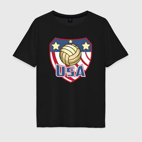 Мужская футболка хлопок Oversize с принтом США волейбол в Кировске, 100% хлопок | свободный крой, круглый ворот, “спинка” длиннее передней части | 