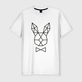 Мужская футболка хлопок Slim с принтом Полигональный кролик в Белгороде, 92% хлопок, 8% лайкра | приталенный силуэт, круглый вырез ворота, длина до линии бедра, короткий рукав | 