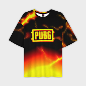 Мужская футболка oversize 3D с принтом PUBG огненный шторм из молний в Курске,  |  | 