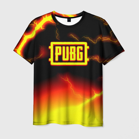 Мужская футболка 3D с принтом PUBG огненный шторм из молний , 100% полиэфир | прямой крой, круглый вырез горловины, длина до линии бедер | 