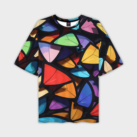Мужская футболка oversize 3D с принтом Крылья бабочки кислотного цвета в Курске,  |  | Тематика изображения на принте: 