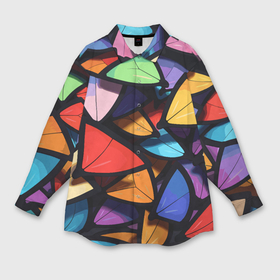 Мужская рубашка oversize 3D с принтом Крылья бабочки кислотного цвета в Петрозаводске,  |  | 