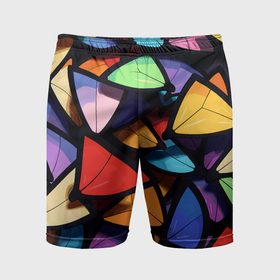 Мужские шорты спортивные с принтом Крылья бабочки кислотного цвета в Курске,  |  | Тематика изображения на принте: 