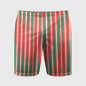 Мужские шорты спортивные с принтом Полоса красная зеленая в Санкт-Петербурге,  |  | Тематика изображения на принте: 