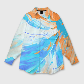 Мужская рубашка oversize 3D с принтом Голубая и оранжевая краска в Кировске,  |  | 