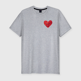 Мужская футболка хлопок Slim с принтом Бумажное разорванное сердце скрёпленное булавками в Санкт-Петербурге, 92% хлопок, 8% лайкра | приталенный силуэт, круглый вырез ворота, длина до линии бедра, короткий рукав | 