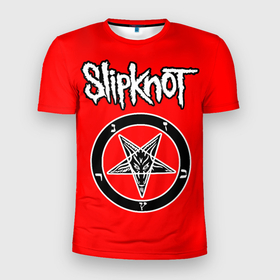 Мужская футболка 3D Slim с принтом Slipknot пентаграмма в Белгороде, 100% полиэстер с улучшенными характеристиками | приталенный силуэт, круглая горловина, широкие плечи, сужается к линии бедра | 
