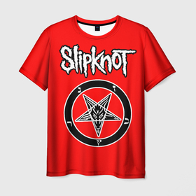 Мужская футболка 3D с принтом Slipknot пентаграмма в Курске, 100% полиэфир | прямой крой, круглый вырез горловины, длина до линии бедер | 