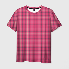 Мужская футболка 3D с принтом Розовая клетка классическая в Санкт-Петербурге, 100% полиэфир | прямой крой, круглый вырез горловины, длина до линии бедер | 