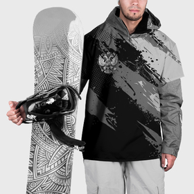 Накидка на куртку 3D с принтом Герб РФ   серый монохромный в Курске, 100% полиэстер |  | Тематика изображения на принте: 