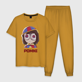 Мужская пижама хлопок с принтом Удивительный цифровой цирк Помни в Тюмени, 100% хлопок | брюки и футболка прямого кроя, без карманов, на брюках мягкая резинка на поясе и по низу штанин
 | 