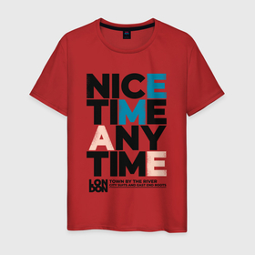 Мужская футболка хлопок с принтом Nice time в Екатеринбурге, 100% хлопок | прямой крой, круглый вырез горловины, длина до линии бедер, слегка спущенное плечо. | 