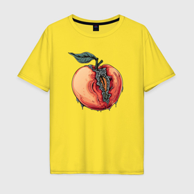 Мужская футболка хлопок Oversize с принтом Ядовитый персик в Санкт-Петербурге, 100% хлопок | свободный крой, круглый ворот, “спинка” длиннее передней части | Тематика изображения на принте: 