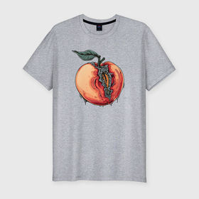 Мужская футболка хлопок Slim с принтом Ядовитый персик в Санкт-Петербурге, 92% хлопок, 8% лайкра | приталенный силуэт, круглый вырез ворота, длина до линии бедра, короткий рукав | 