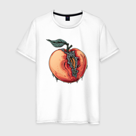Мужская футболка хлопок с принтом Ядовитый персик в Санкт-Петербурге, 100% хлопок | прямой крой, круглый вырез горловины, длина до линии бедер, слегка спущенное плечо. | 
