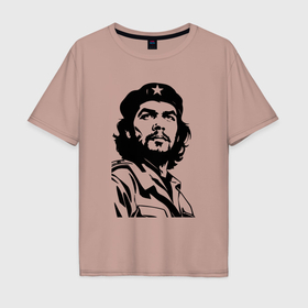 Мужская футболка хлопок Oversize с принтом Че Гевара   взгляд в будущее в Кировске, 100% хлопок | свободный крой, круглый ворот, “спинка” длиннее передней части | 