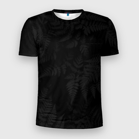 Мужская футболка 3D Slim с принтом Чёрный папоротник в Курске, 100% полиэстер с улучшенными характеристиками | приталенный силуэт, круглая горловина, широкие плечи, сужается к линии бедра | Тематика изображения на принте: 