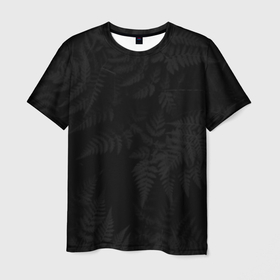 Мужская футболка 3D с принтом Чёрный папоротник в Курске, 100% полиэфир | прямой крой, круглый вырез горловины, длина до линии бедер | Тематика изображения на принте: 