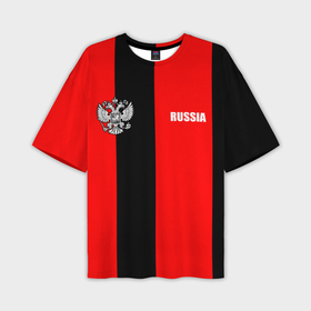 Мужская футболка oversize 3D с принтом Красный и черный   герб РФ в Курске,  |  | 