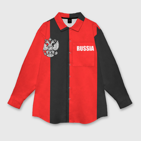 Мужская рубашка oversize 3D с принтом Красный и черный   герб РФ в Курске,  |  | 