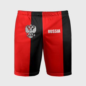 Мужские шорты спортивные с принтом Красный и черный   герб РФ в Курске,  |  | 