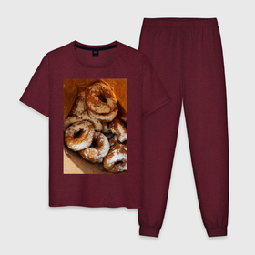 Мужская пижама хлопок с принтом Пончики в сахарной пудре в Петрозаводске, 100% хлопок | брюки и футболка прямого кроя, без карманов, на брюках мягкая резинка на поясе и по низу штанин
 | 