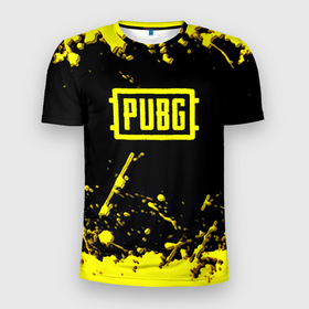 Мужская футболка 3D Slim с принтом PUBG online yellow в Екатеринбурге, 100% полиэстер с улучшенными характеристиками | приталенный силуэт, круглая горловина, широкие плечи, сужается к линии бедра | 