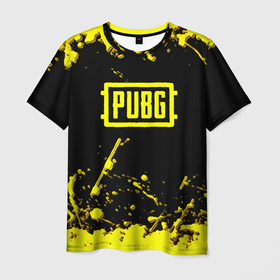 Мужская футболка 3D с принтом PUBG online yellow в Екатеринбурге, 100% полиэфир | прямой крой, круглый вырез горловины, длина до линии бедер | 