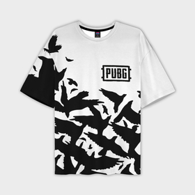 Мужская футболка oversize 3D с принтом PUBG black birds в Санкт-Петербурге,  |  | 