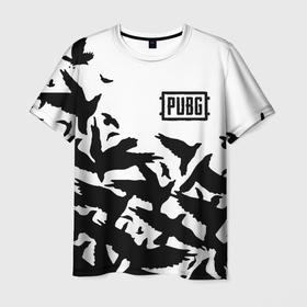Мужская футболка 3D с принтом PUBG black birds в Кировске, 100% полиэфир | прямой крой, круглый вырез горловины, длина до линии бедер | 