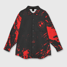 Мужская рубашка oversize 3D с принтом BMW красные краски на чёрном в Курске,  |  | 
