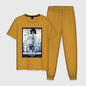 Мужская пижама хлопок с принтом Motoko in camouflage в Санкт-Петербурге, 100% хлопок | брюки и футболка прямого кроя, без карманов, на брюках мягкая резинка на поясе и по низу штанин
 | Тематика изображения на принте: 