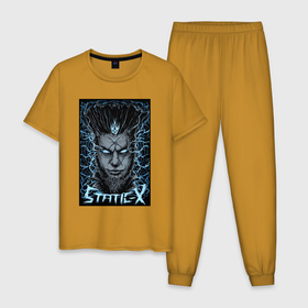 Мужская пижама хлопок с принтом Static X   Wayne head в Курске, 100% хлопок | брюки и футболка прямого кроя, без карманов, на брюках мягкая резинка на поясе и по низу штанин
 | 