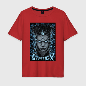 Мужская футболка хлопок Oversize с принтом Static X   Wayne head в Курске, 100% хлопок | свободный крой, круглый ворот, “спинка” длиннее передней части | 